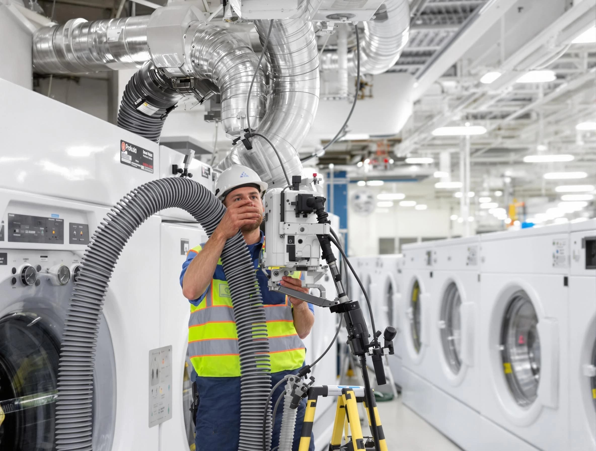 Eagle Mountain Dryer Vent Cleaning team performing commercial-grade dryer vent cleaning at a business facility in Eagle Mountain