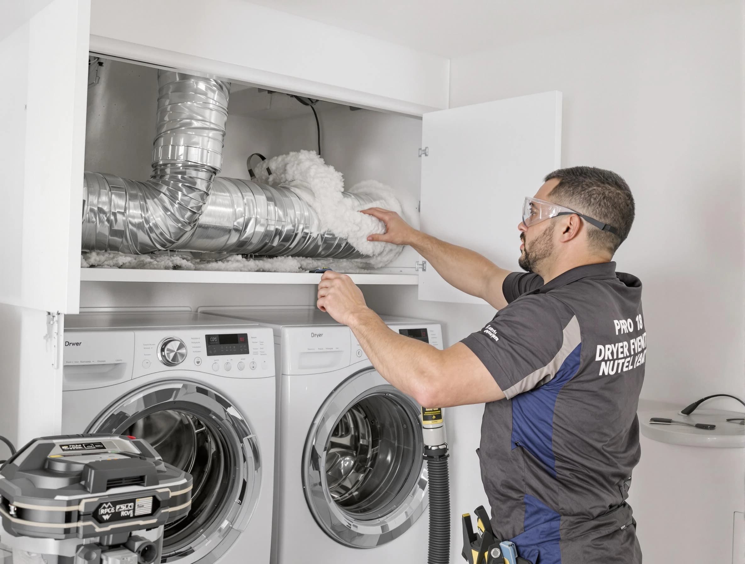 Eagle Mountain Dryer Vent Cleaning certified technician performing specialized gas dryer vent cleaning in Eagle Mountain