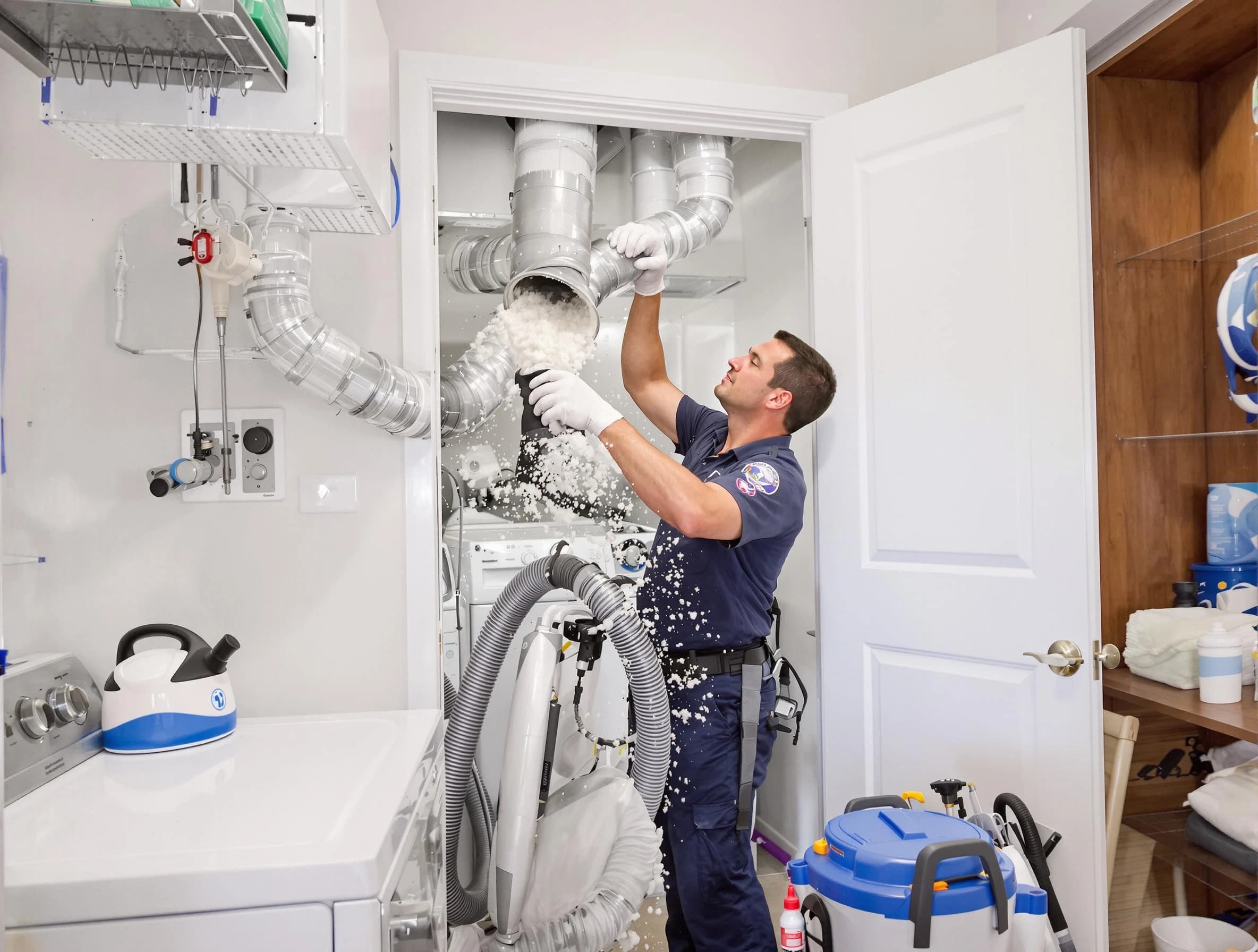 Eagle Mountain Dryer Vent Cleaning technician delivering thorough residential dryer vent cleaning service in Eagle Mountain