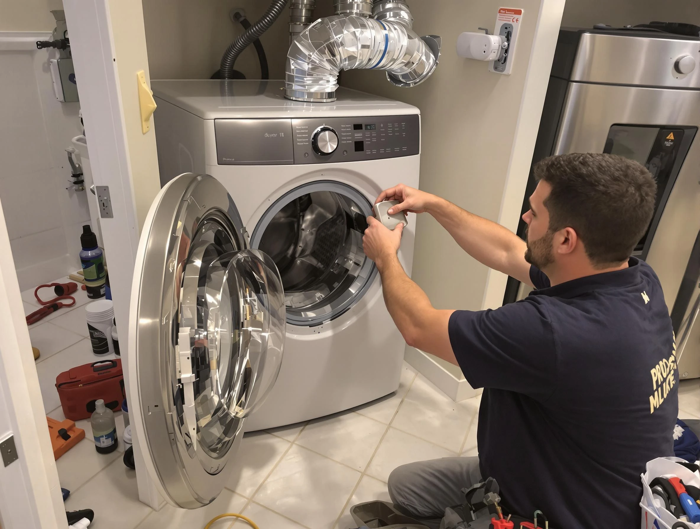 Eagle Mountain Dryer Vent Cleaning technician performing precise dryer vent hose installation in Eagle Mountain
